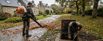 Soufflage des feuilles et curage des regards